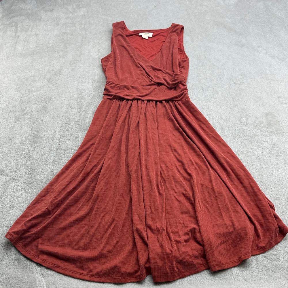 Maeve Anthropologie Dress Womens XS Red Surplice Wrap Ribbed Flare Earthy Boho